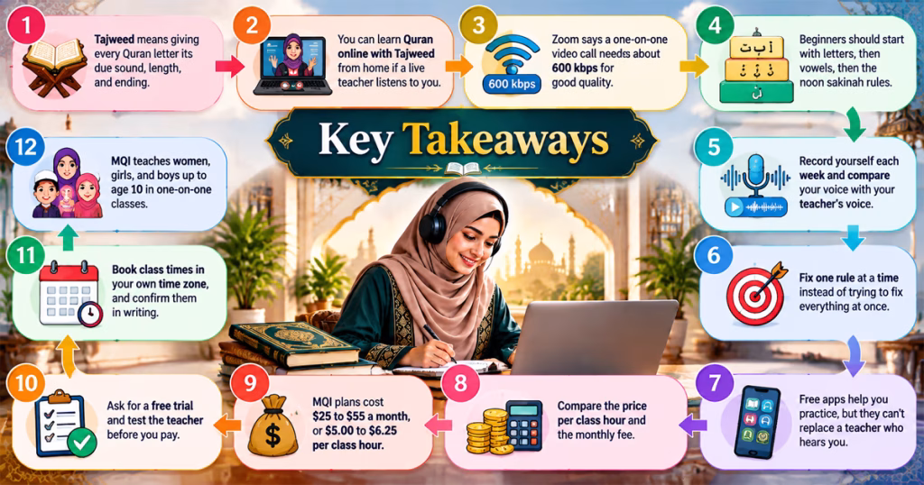 Learn Quran and Tajweed Infographic.